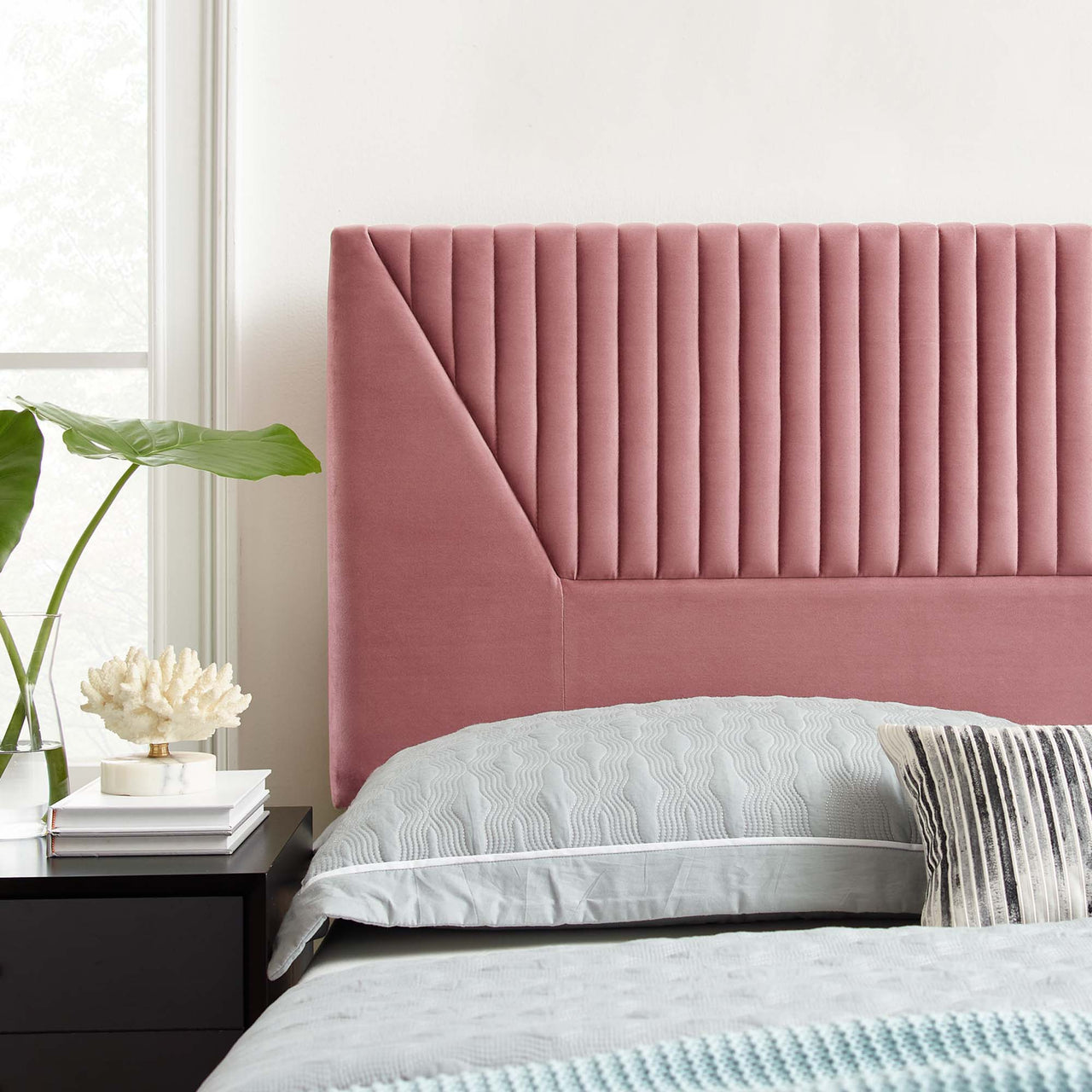 Pierce Velvet King | California King Headboard, Dusty Rose