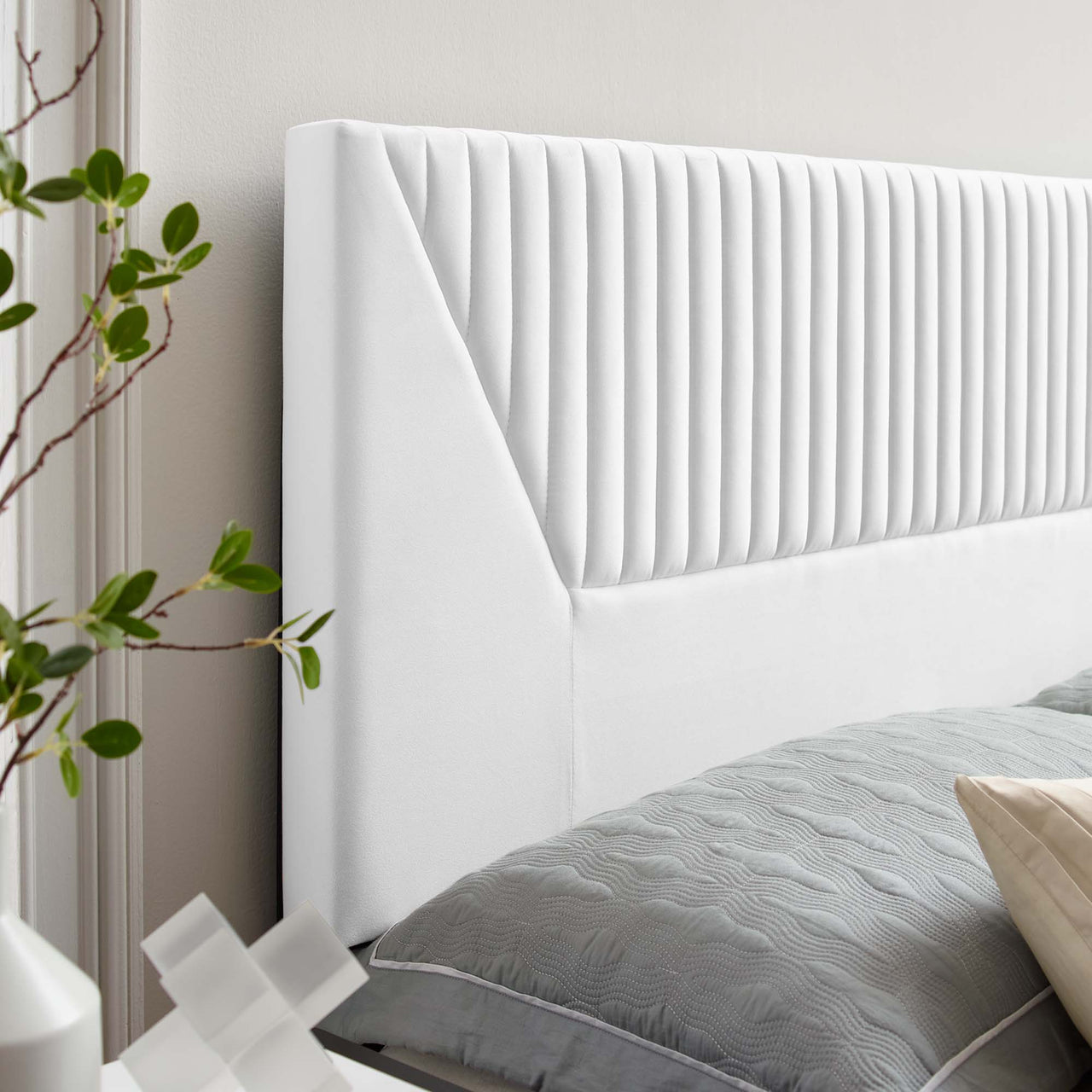 Pierce Velvet King | California King Headboard, White