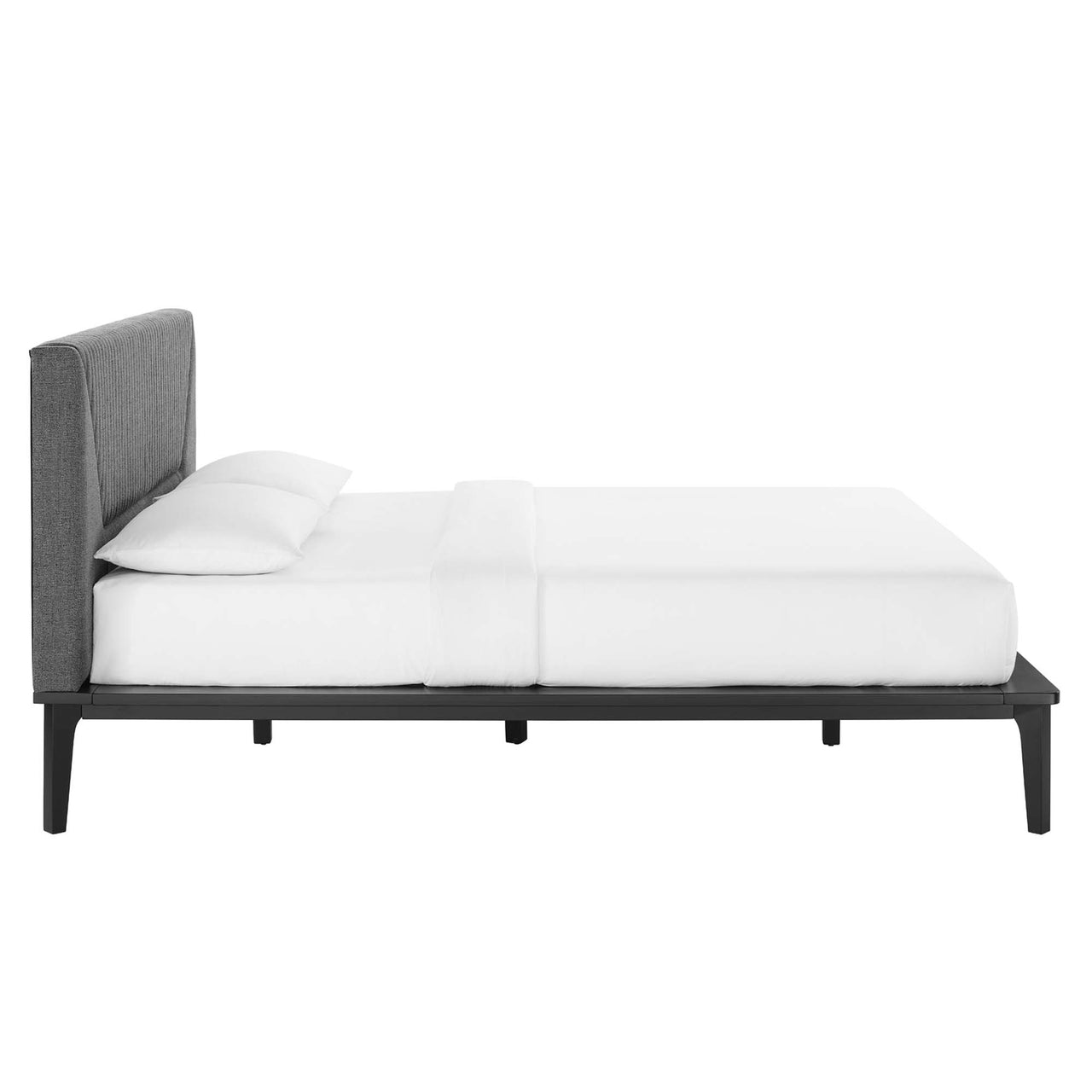 Noelle Upholstered Queen Platform Bed, Black & Gray