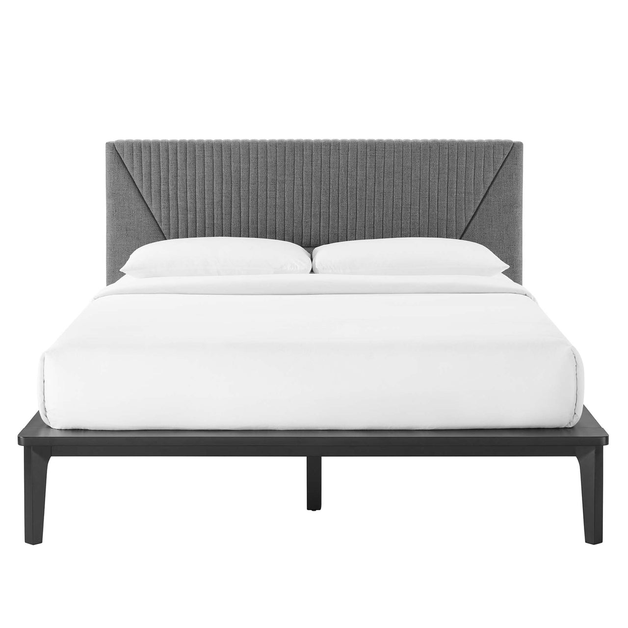 Noelle Upholstered Queen Platform Bed, Black & Gray