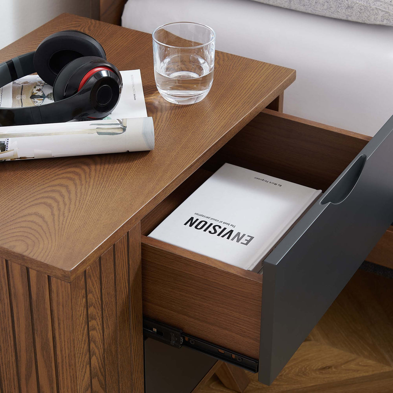 Duvall Nightstand, Walnut & Gray