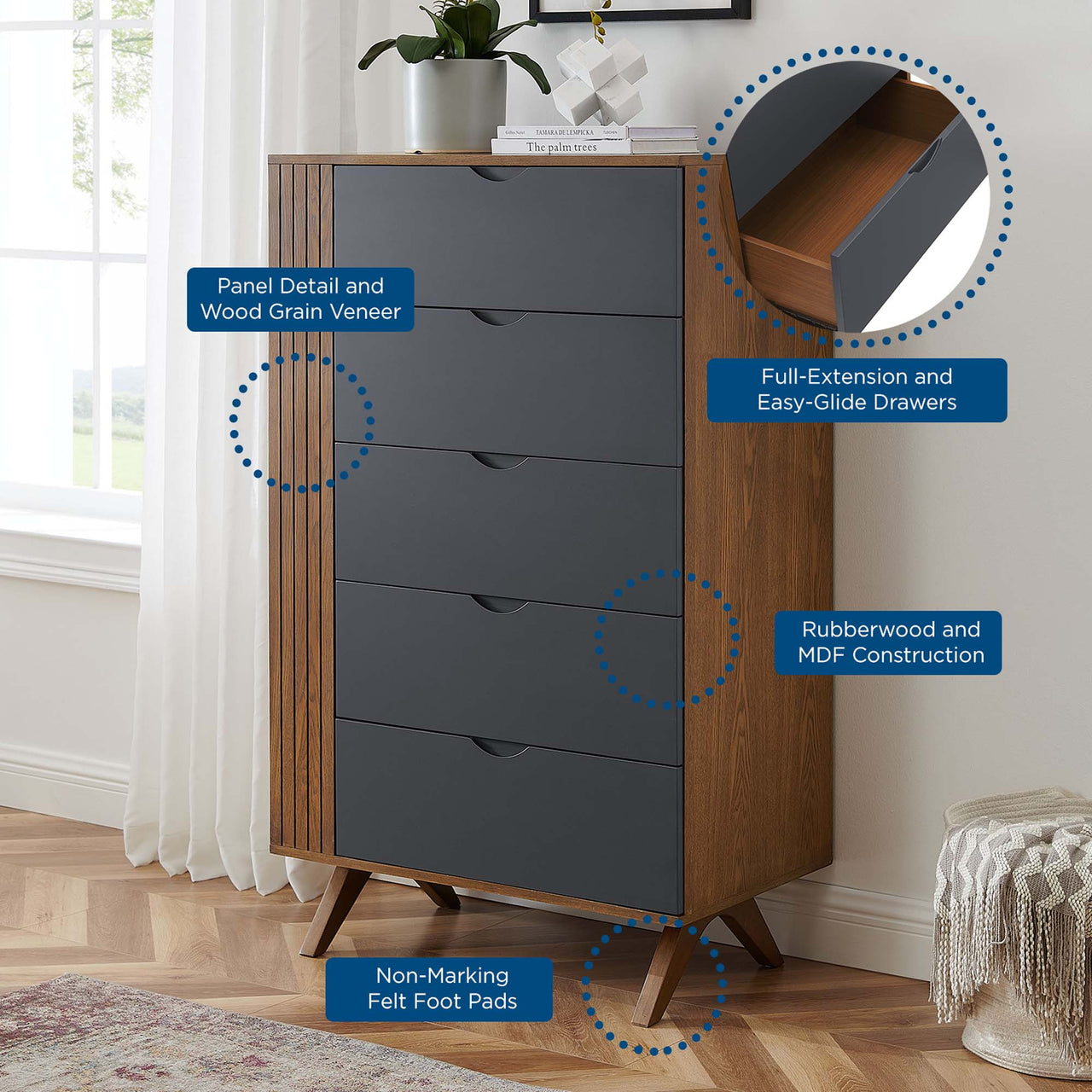 Duvall Chest, Walnut & Gray