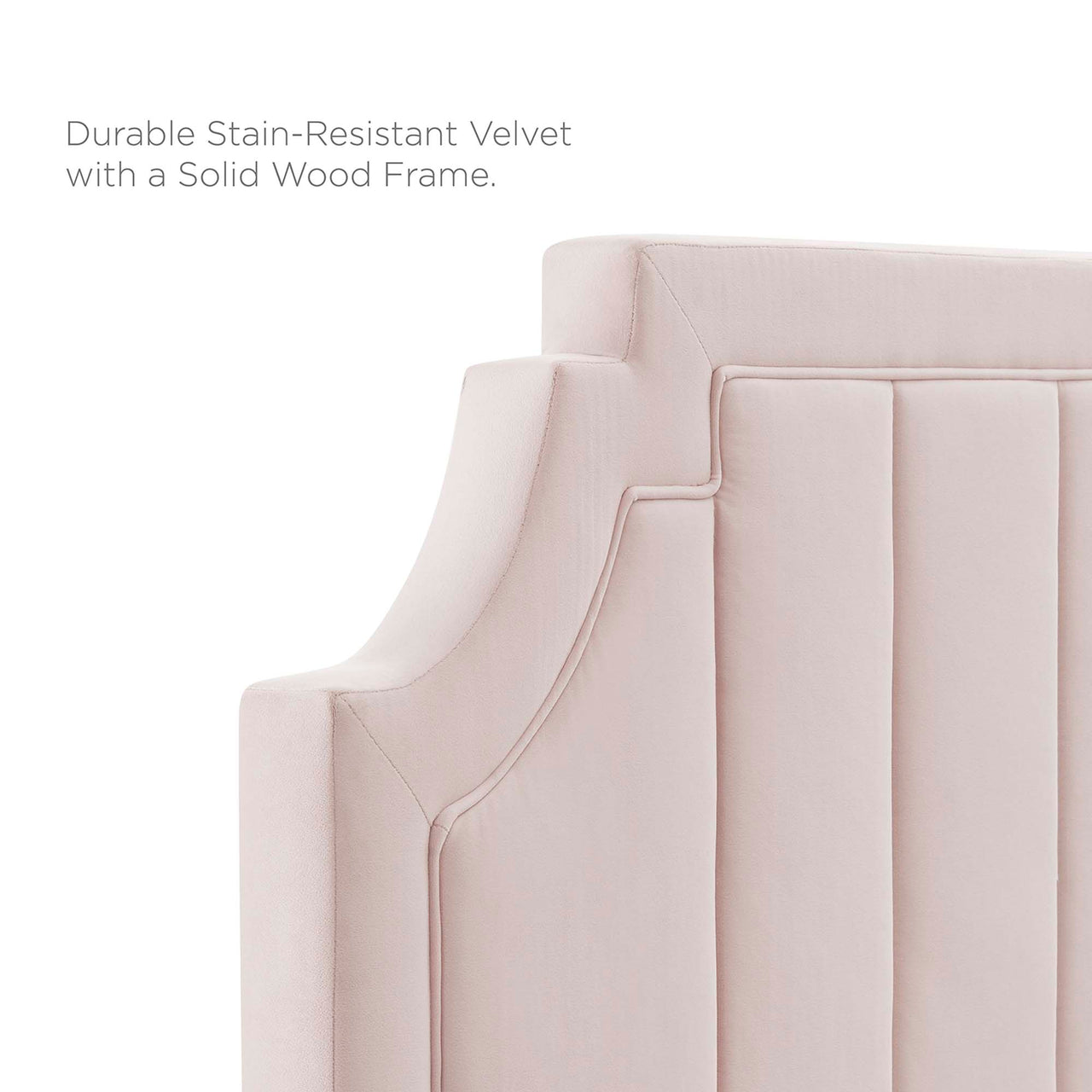 Archway Upholstered Velvet Queen Platform Bed, Pink