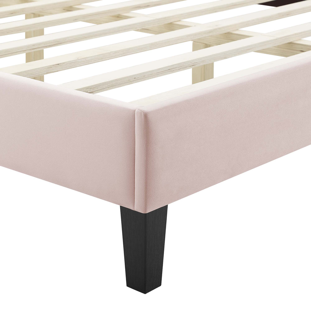 Archway Upholstered Velvet Queen Platform Bed, Pink