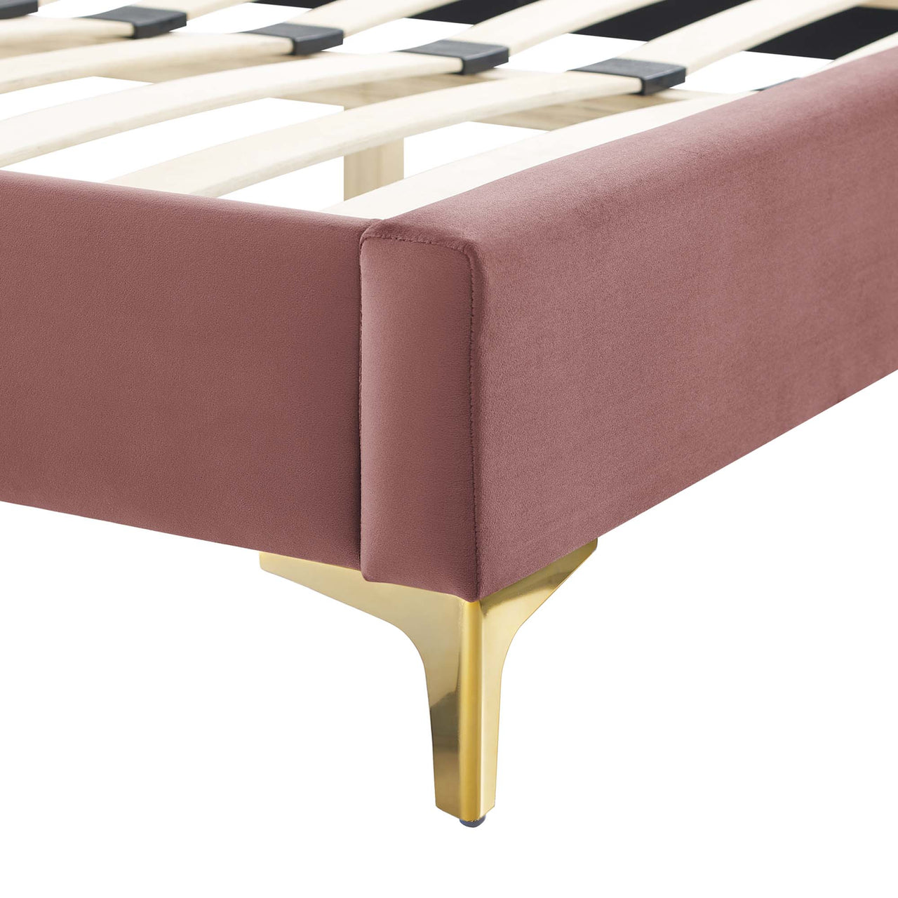 Amplitude Velvet Twin Platform Bed, Dusty Rose
