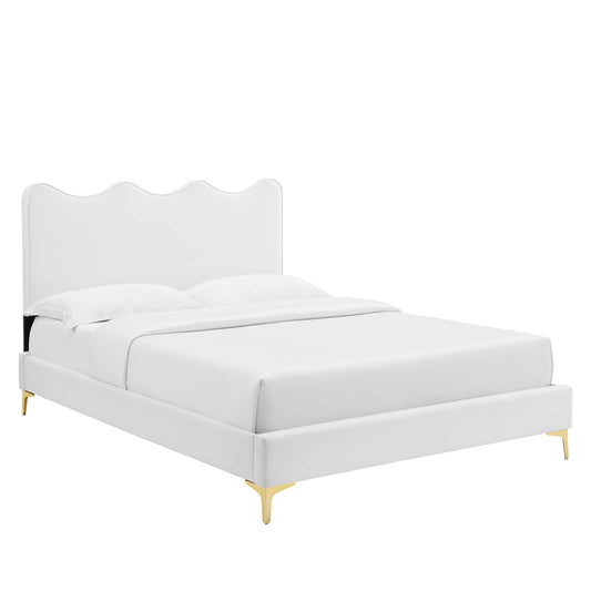 Amplitude Velvet Twin Platform Bed, White