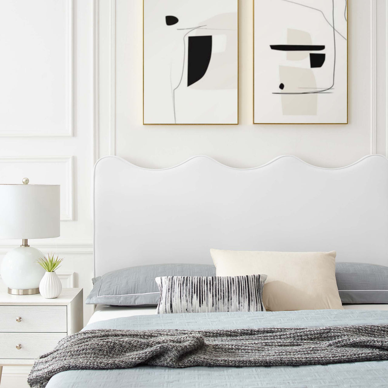 Amplitude Velvet Twin Platform Bed, White