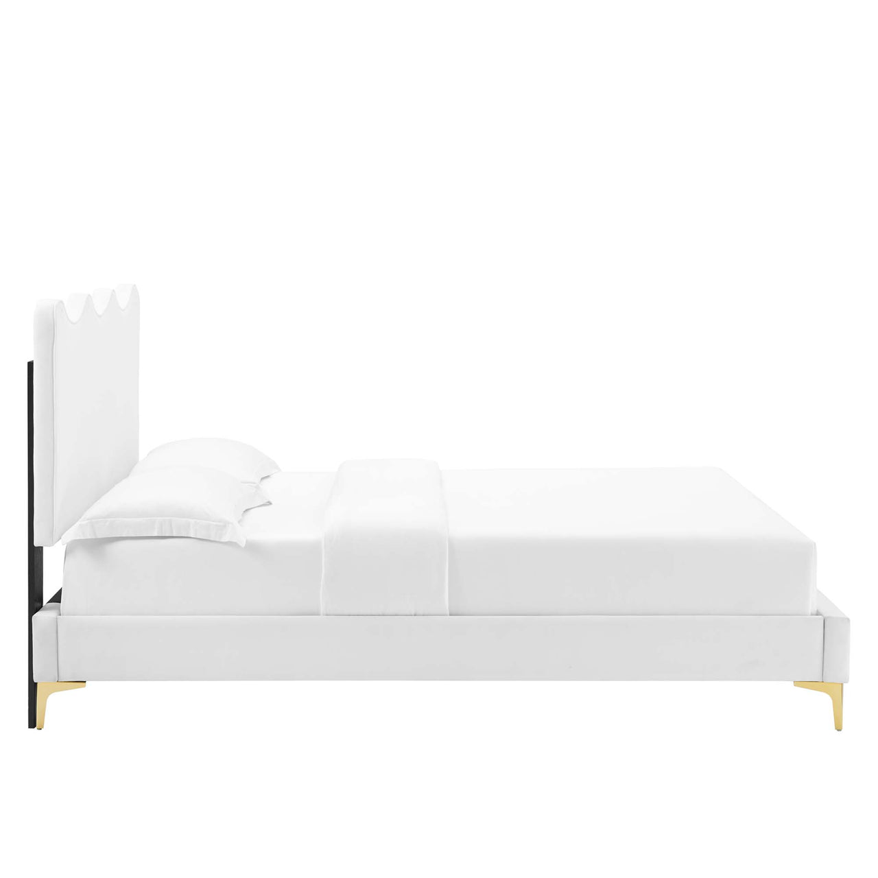 Amplitude Velvet Twin Platform Bed, White