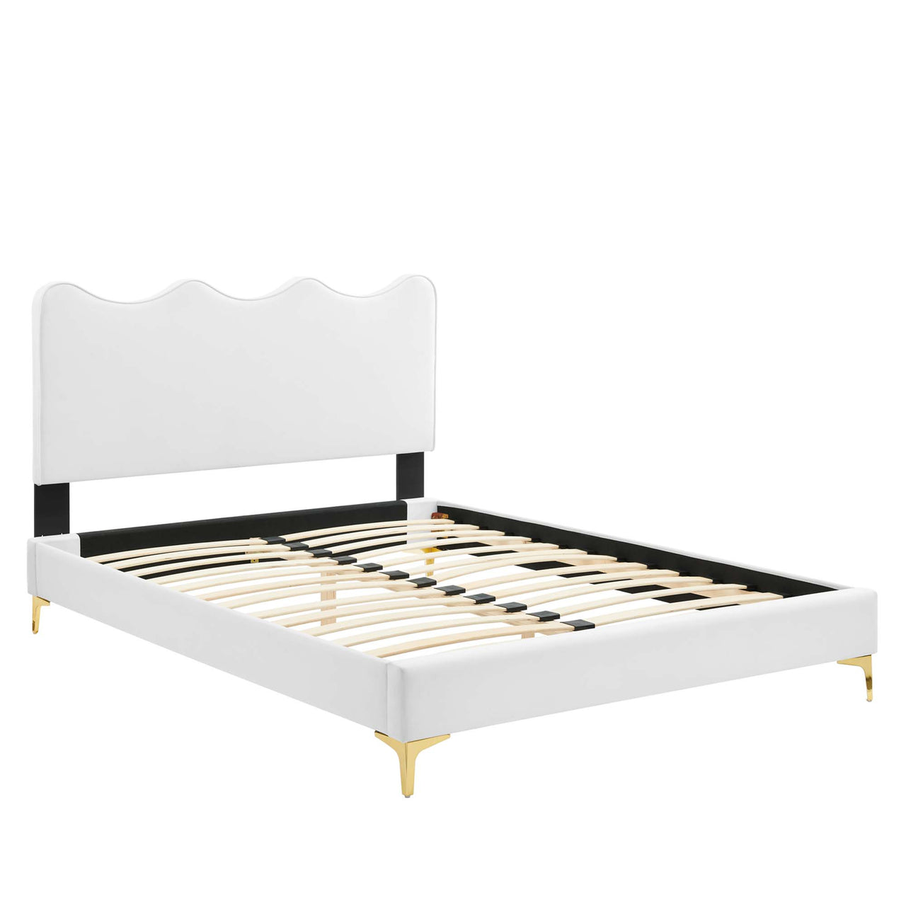 Amplitude Velvet Twin Platform Bed, White