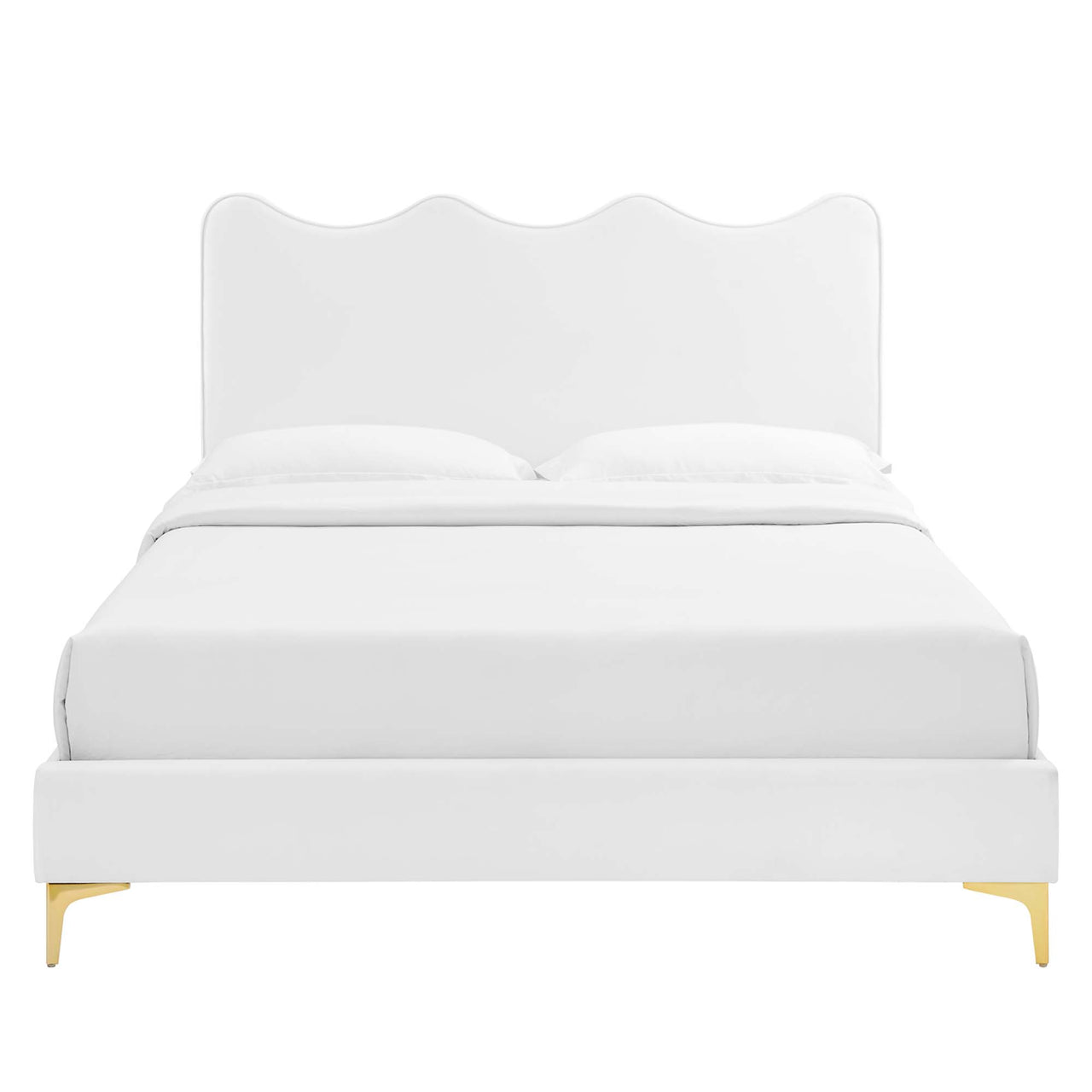 Amplitude Velvet Twin Platform Bed, White