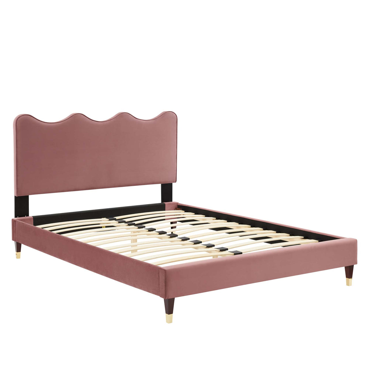 Amplitude Velvet Twin Platform Bed, Dusty Rose