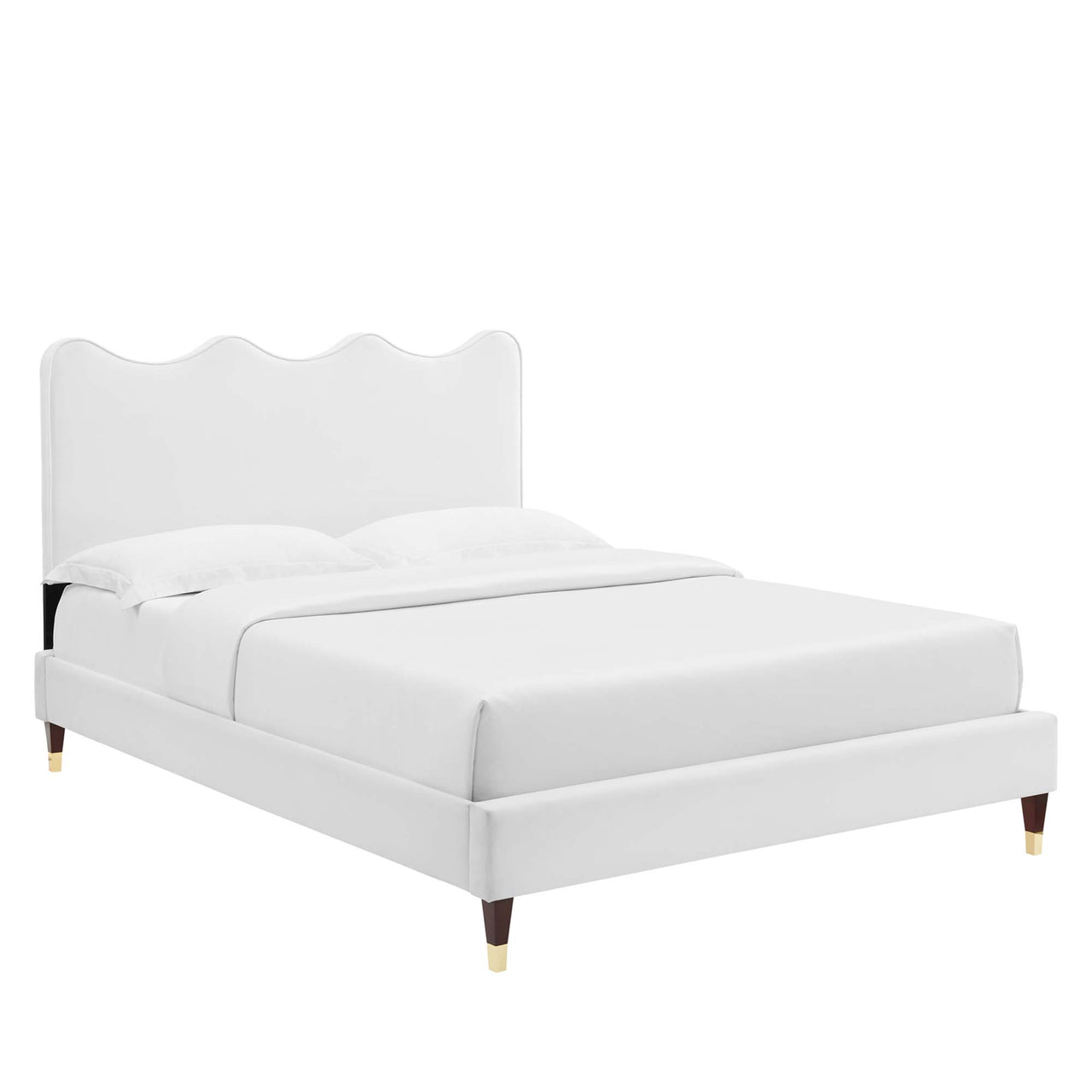 Amplitude Velvet Twin Platform Bed, White