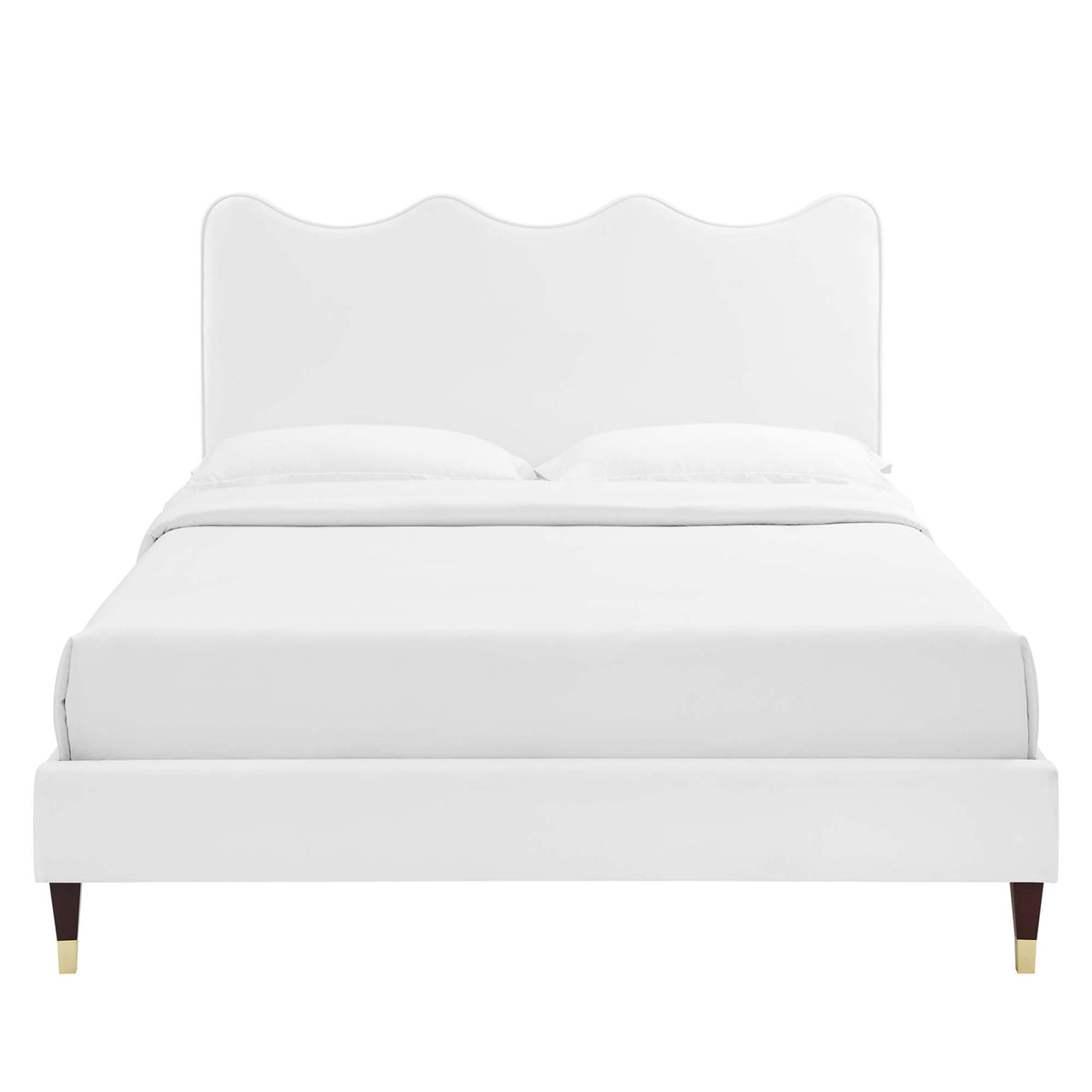 Amplitude Velvet Twin Platform Bed, White