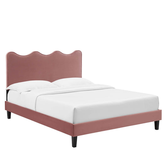 Amplitude Velvet Twin Platform Bed, Dusty Rose