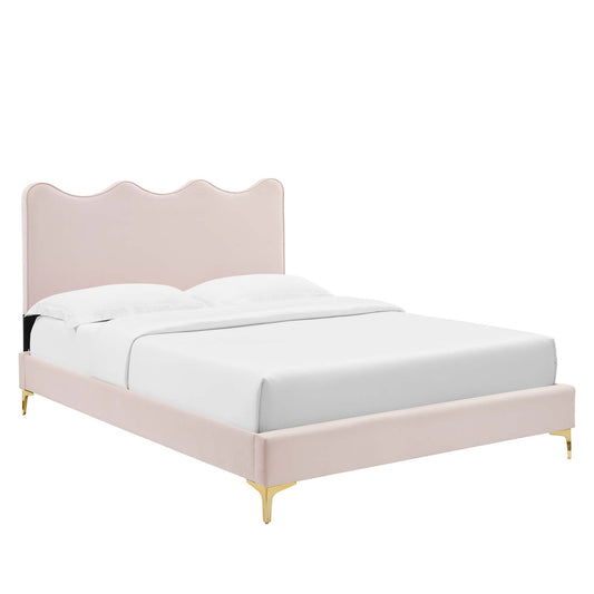 Amplitude Velvet Full Platform Bed, Pink