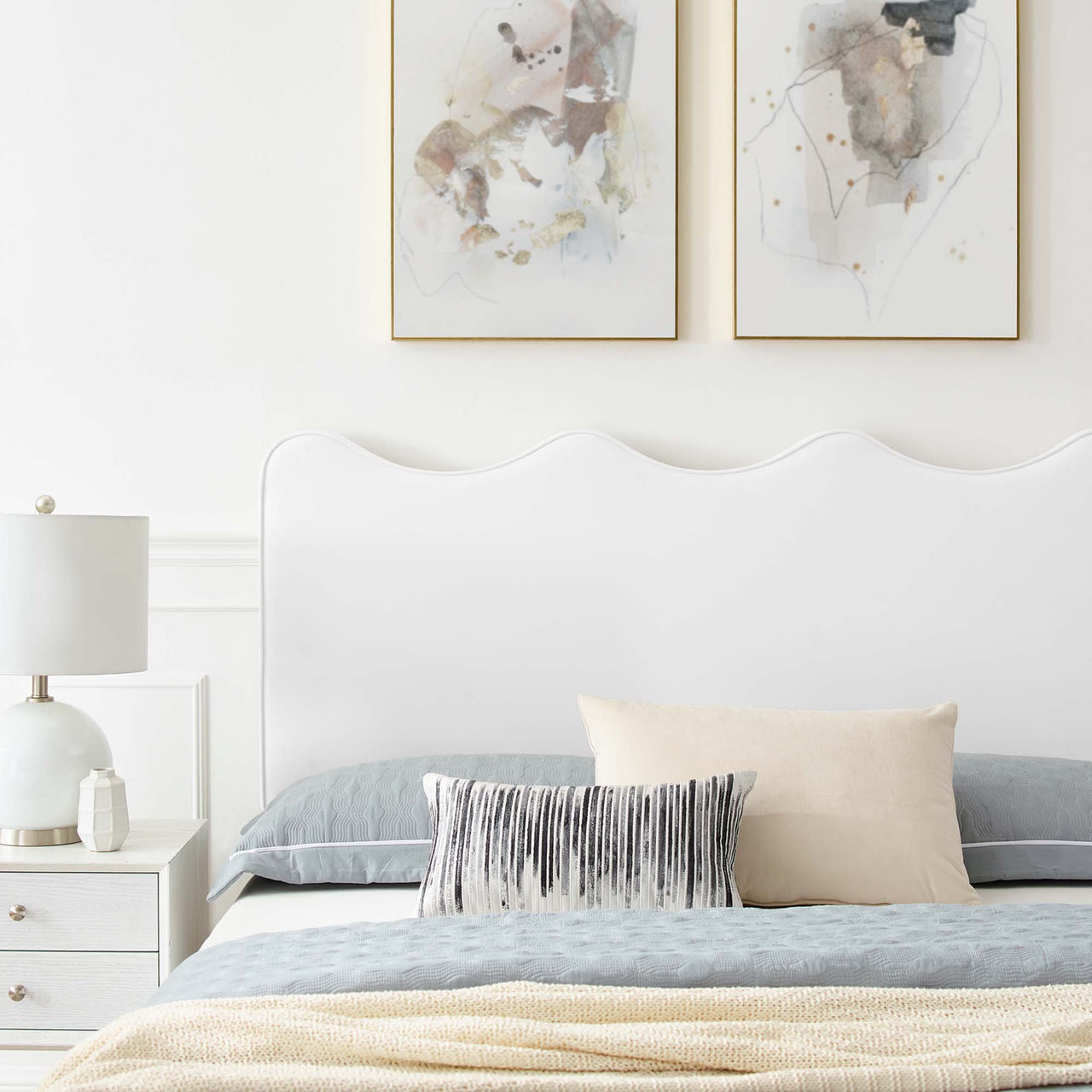 Amplitude Velvet Full Platform Bed, White