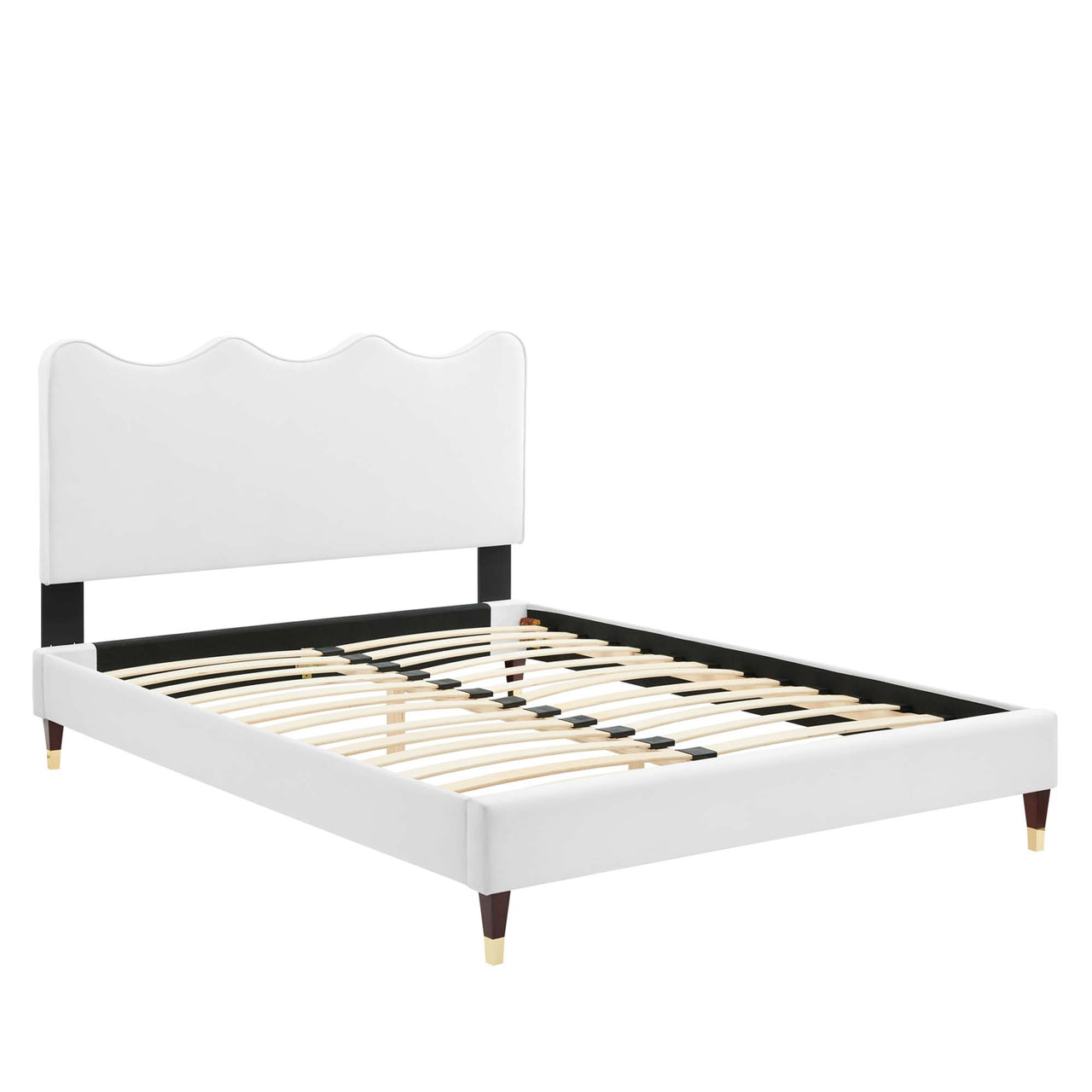 Amplitude Velvet Full Platform Bed, White