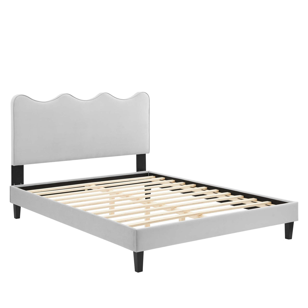 Amplitude Velvet Full Platform Bed, Light Gray