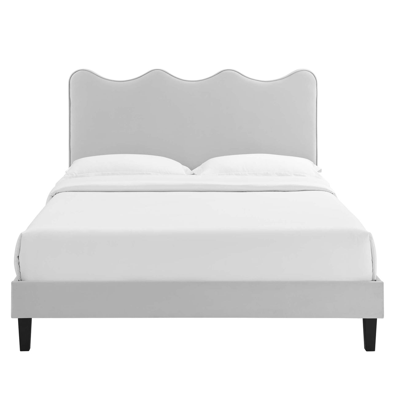 Amplitude Velvet Full Platform Bed, Light Gray