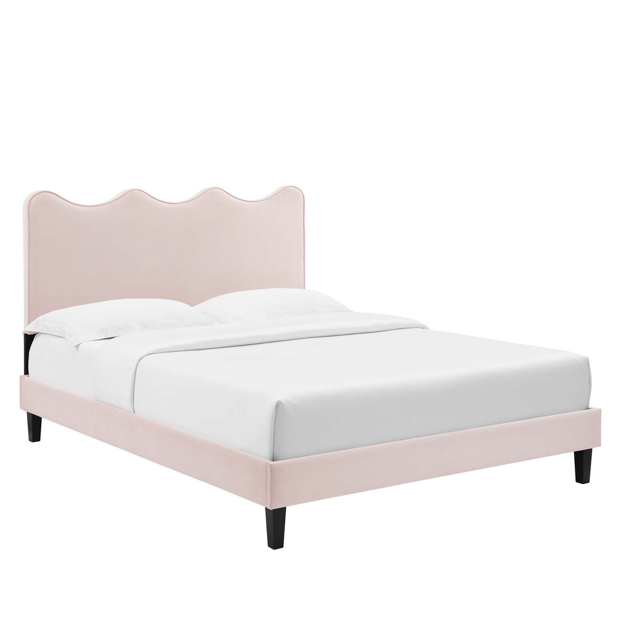 Amplitude Velvet Full Platform Bed, Pink