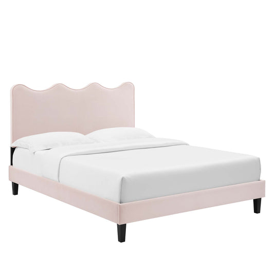 Amplitude Velvet Full Platform Bed, Pink