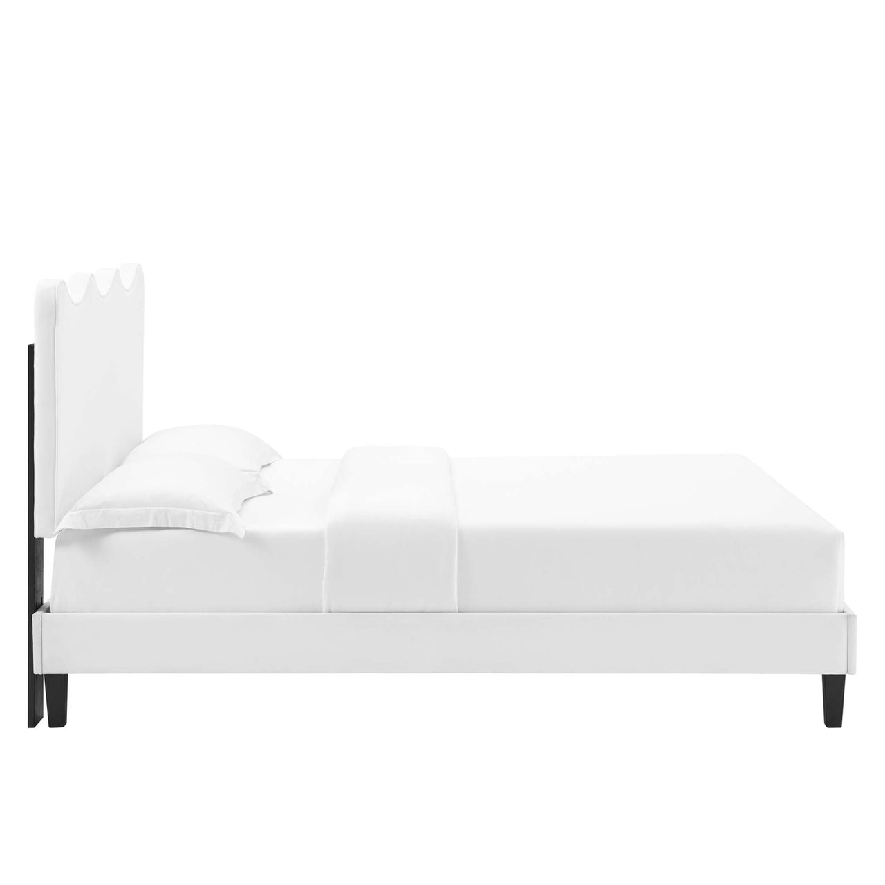Amplitude Velvet Full Platform Bed, White