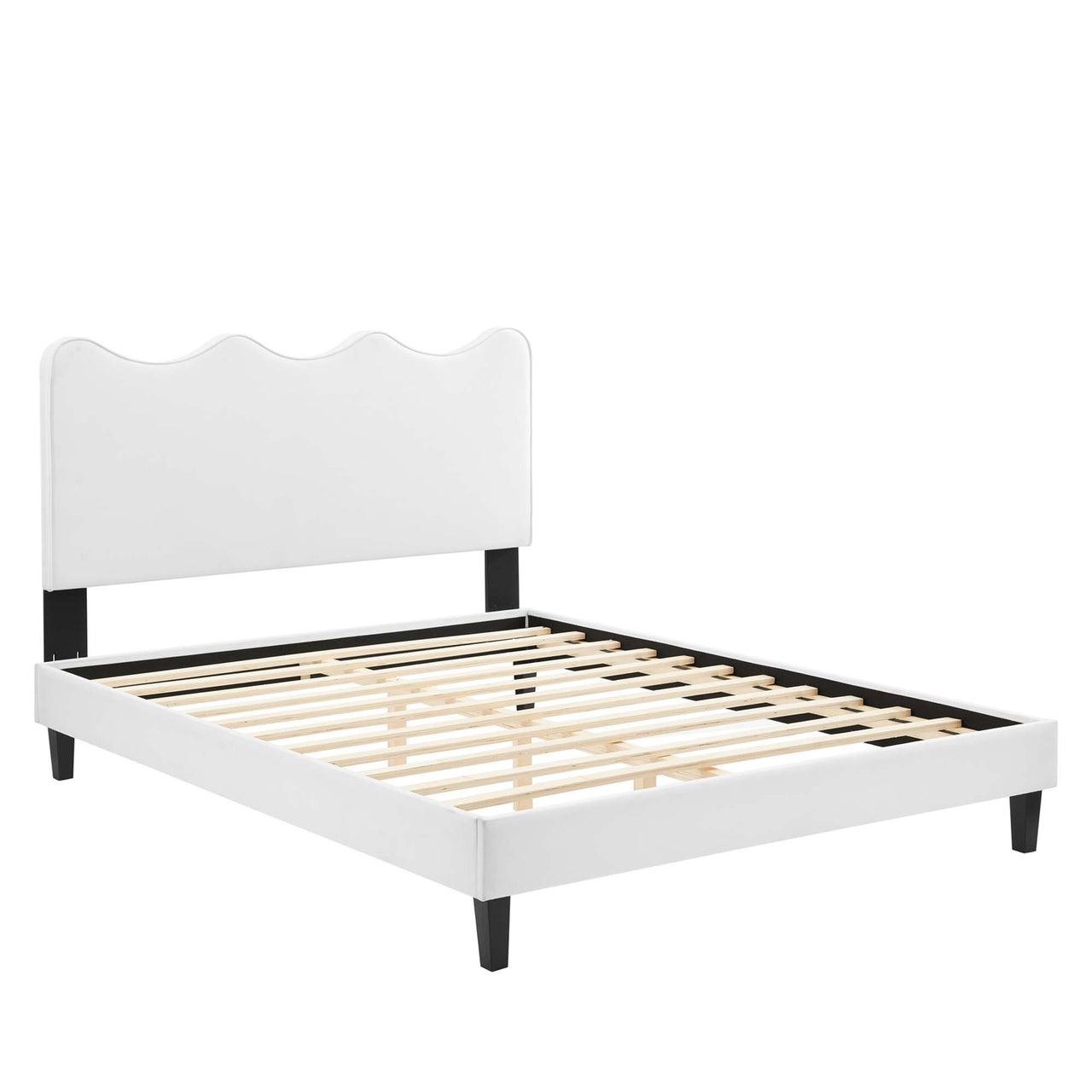 Amplitude Velvet Full Platform Bed, White
