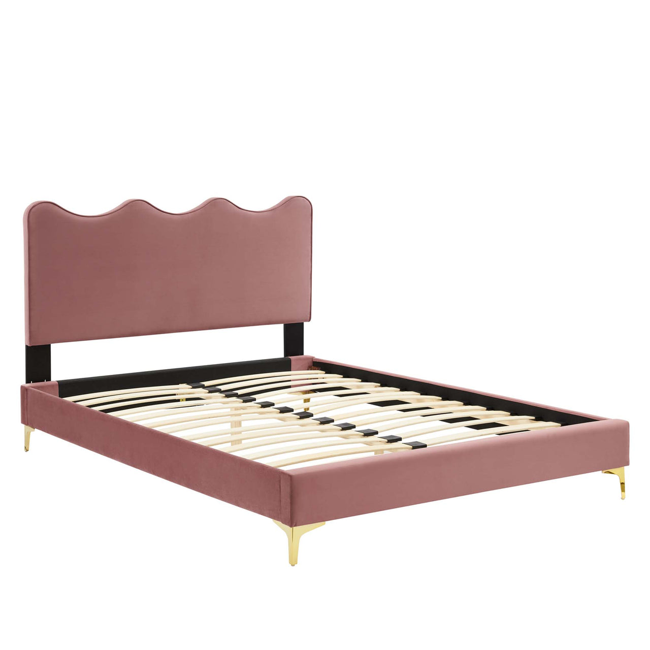Amplitude Velvet Queen Platform Bed, Dusty Rose