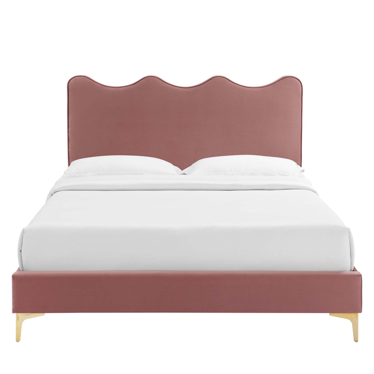 Amplitude Velvet Queen Platform Bed, Dusty Rose