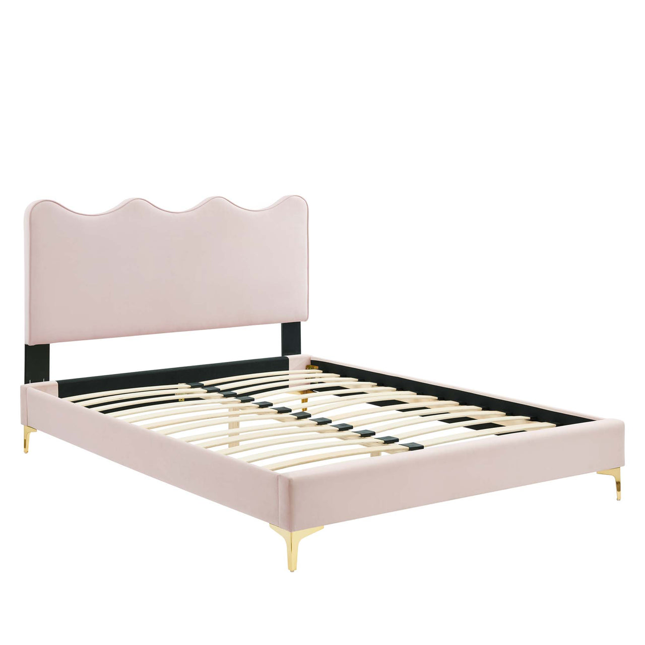 Amplitude Velvet Queen Platform Bed, Pink