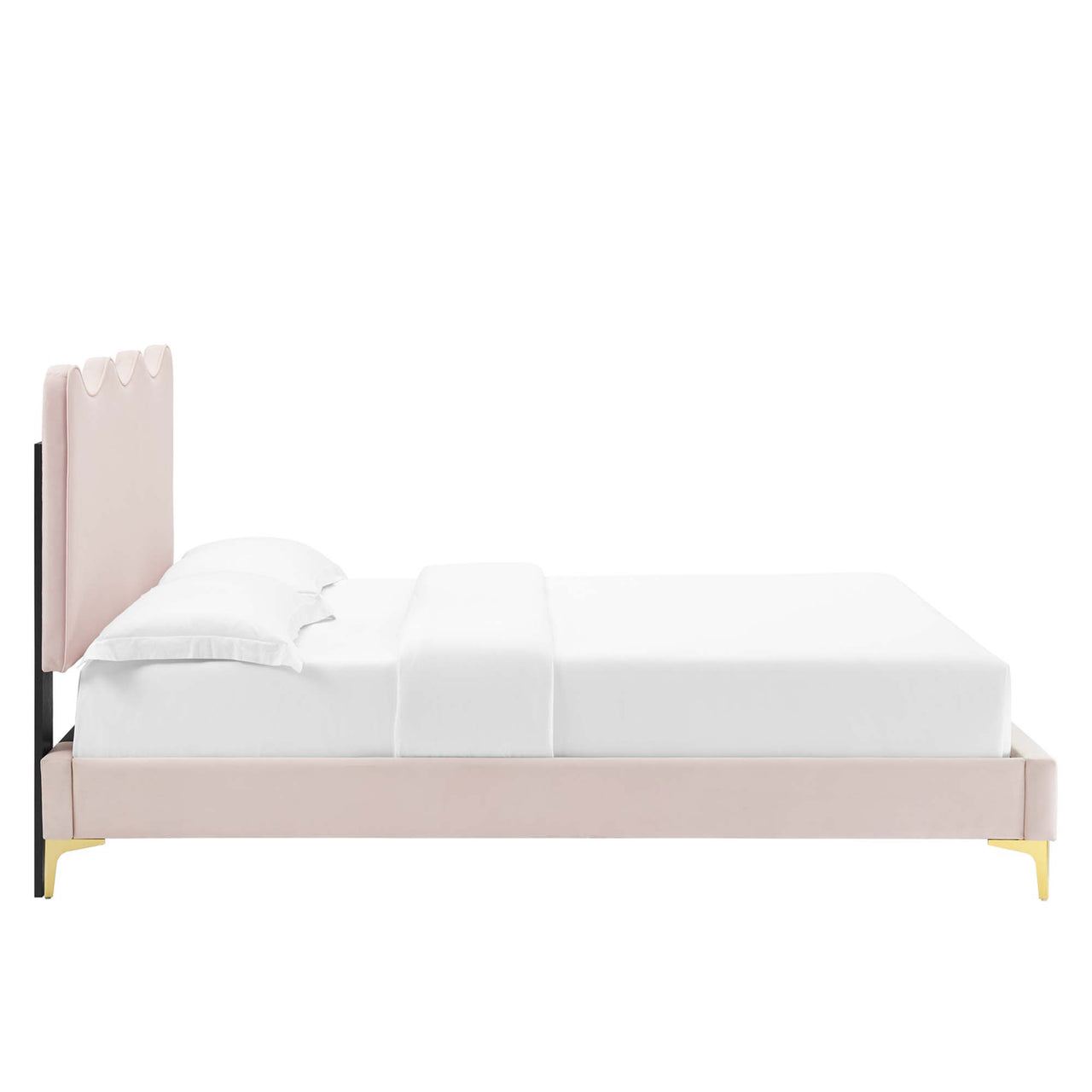 Amplitude Velvet Queen Platform Bed, Pink