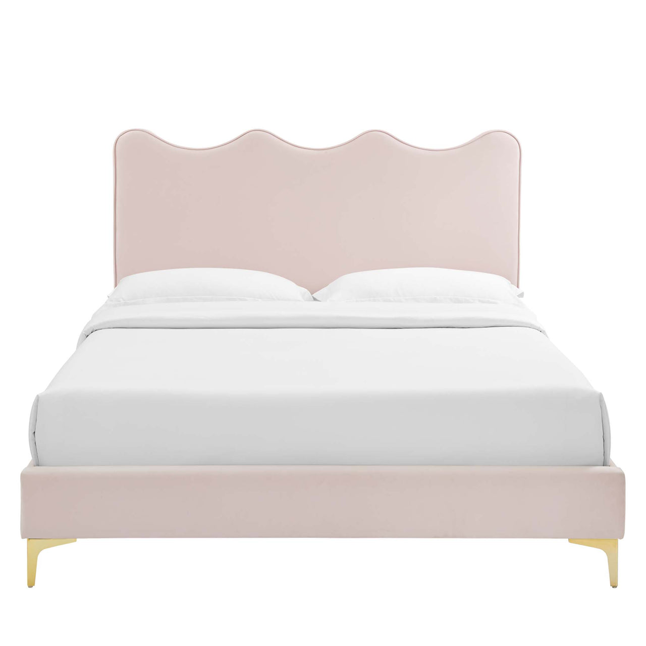 Amplitude Velvet Queen Platform Bed, Pink
