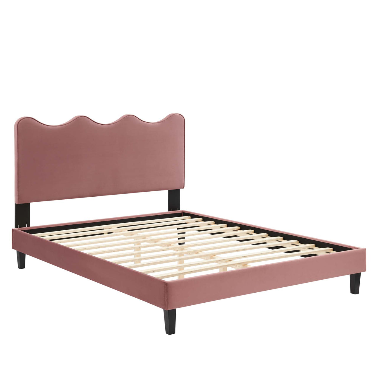 Amplitude Velvet Queen Platform Bed, Dusty Rose