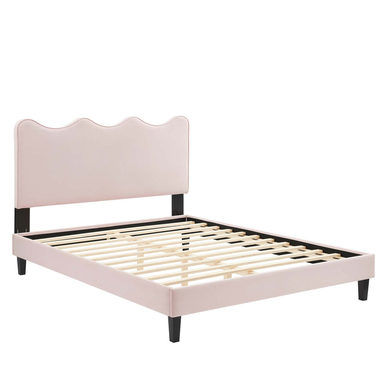 Amplitude Velvet Queen Platform Bed, Pink