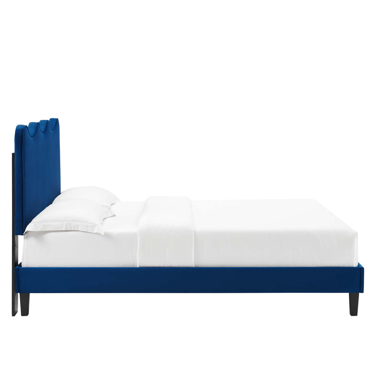 Amplitude Velvet King Platform Bed, Navy