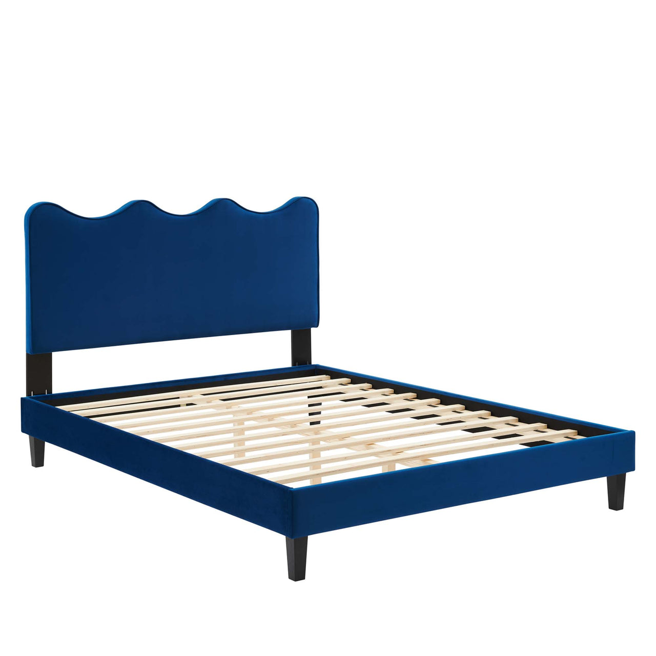 Amplitude Velvet King Platform Bed, Navy