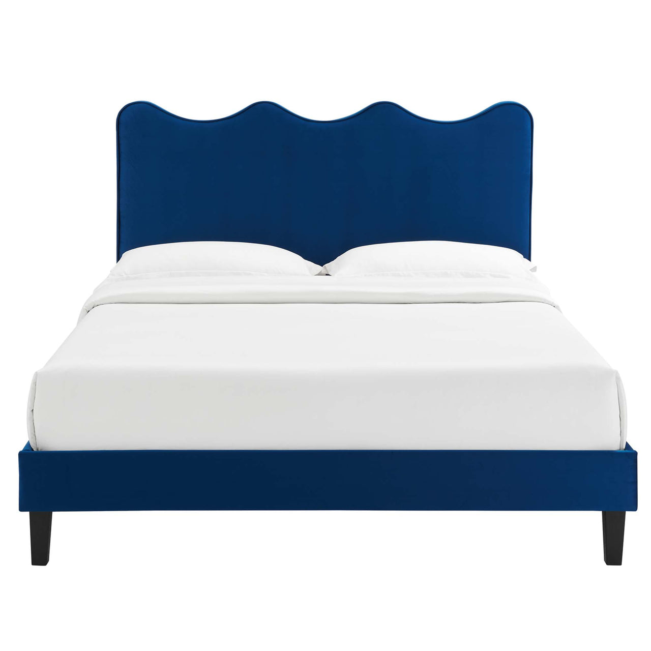 Amplitude Velvet King Platform Bed, Navy