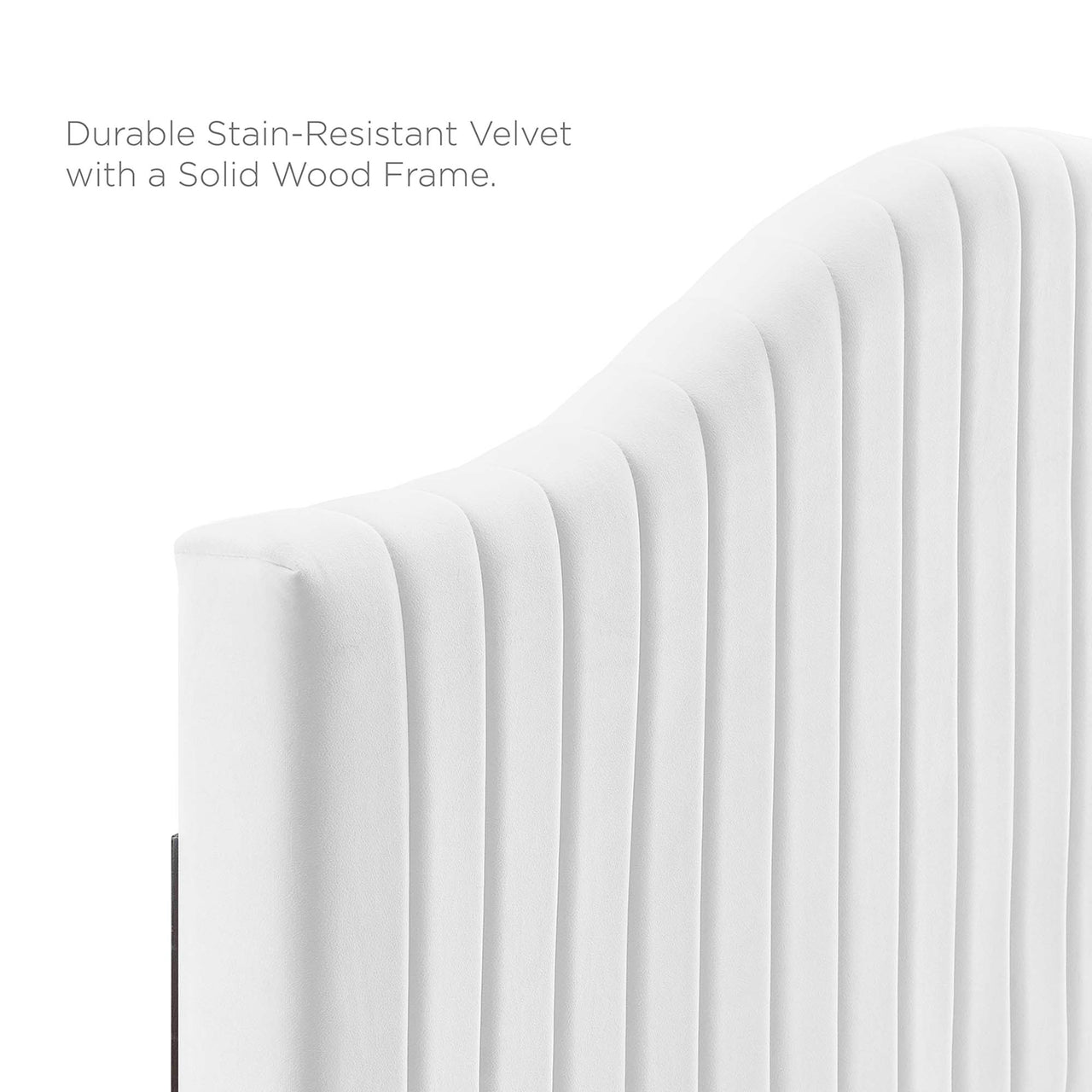 Cascade Upholstered Velvet King Platform Bed, White