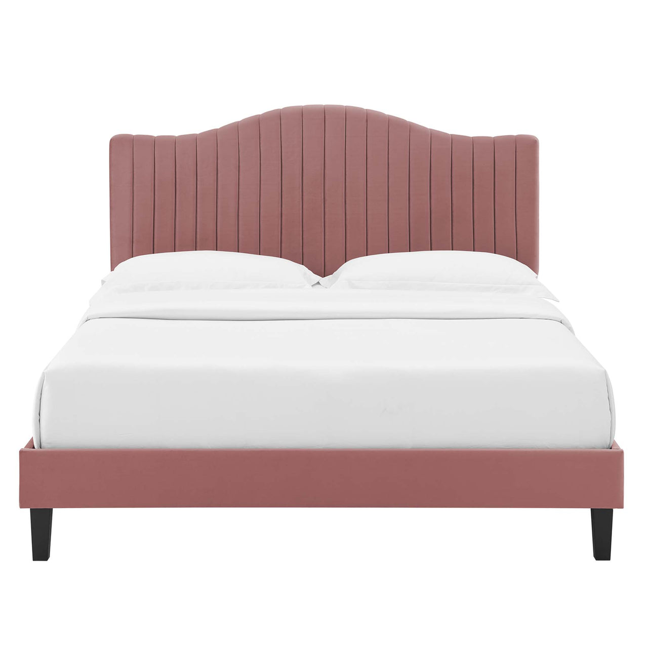 Cascade Upholstered Velvet King Platform Bed, Dusty Rose