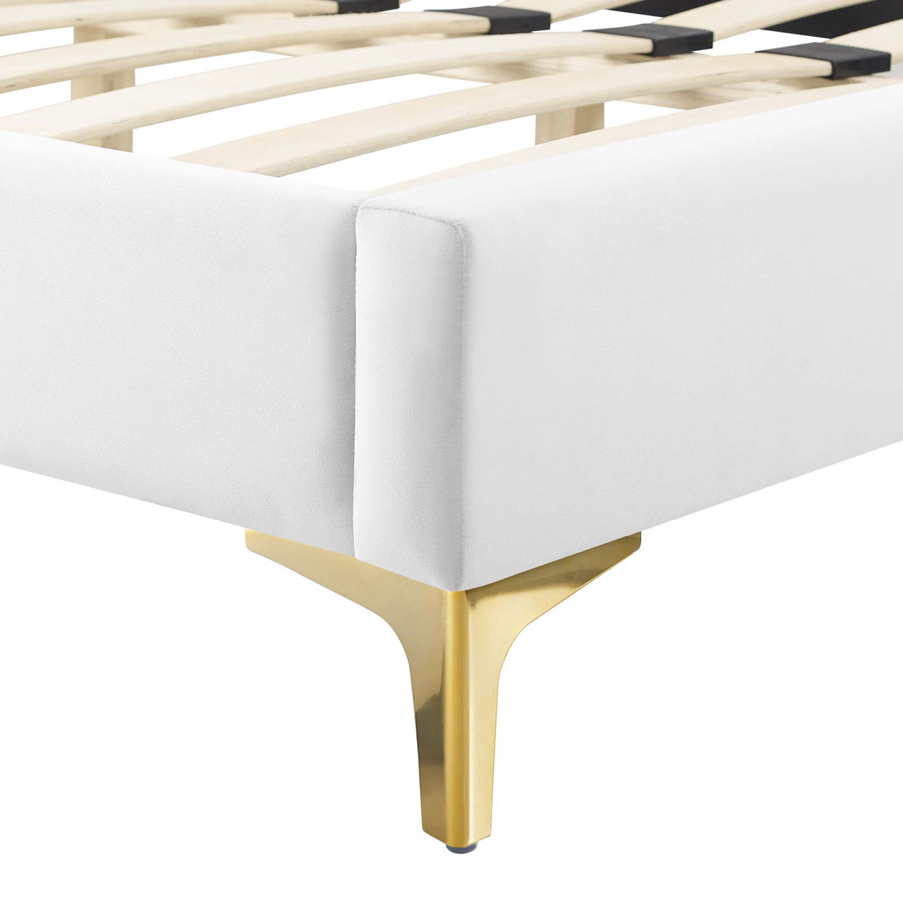 Cindrelle Upholstered Velvet Twin Platform Bed, White