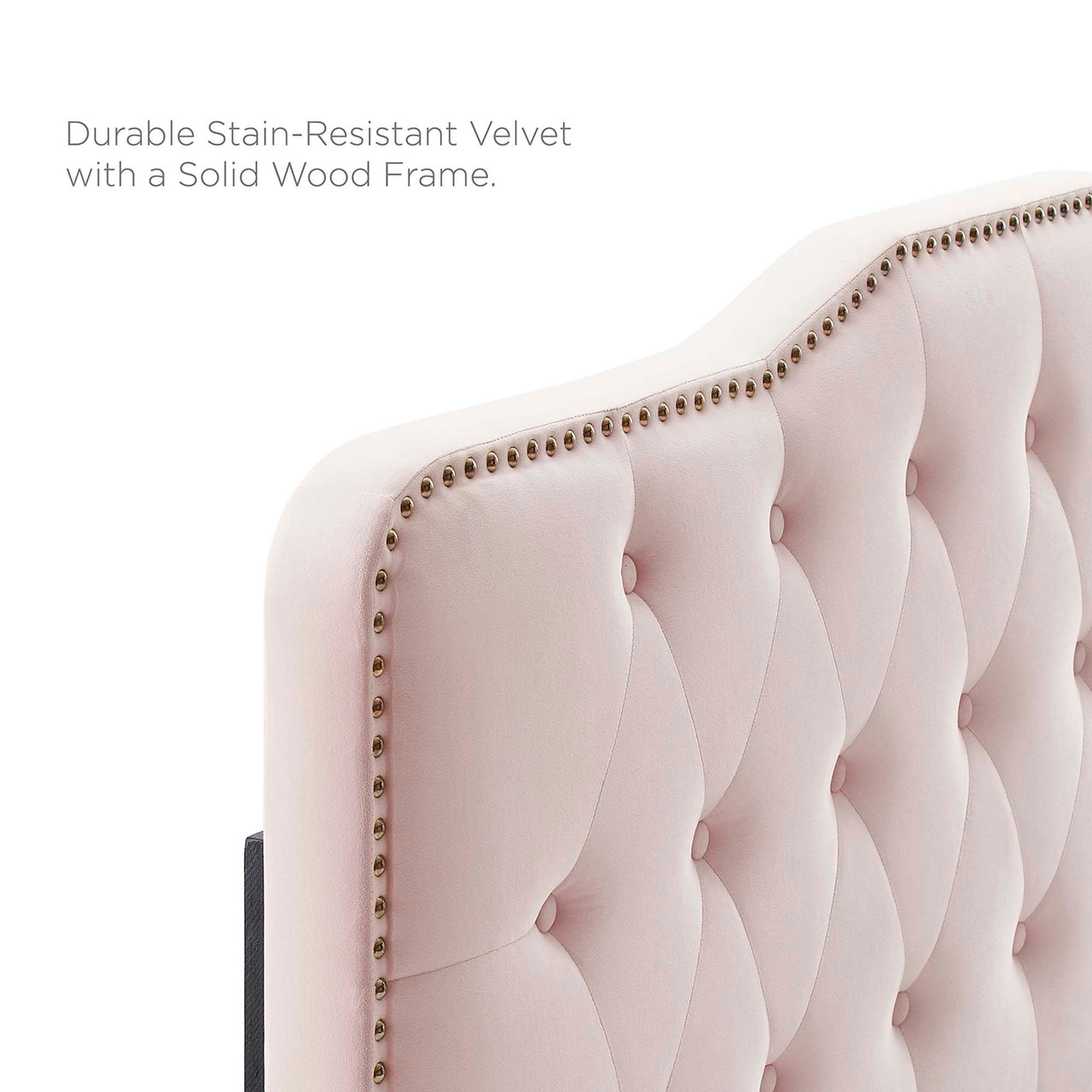 Marcelle Velvet Queen Platform Bed w/ Metal Legs, Pink