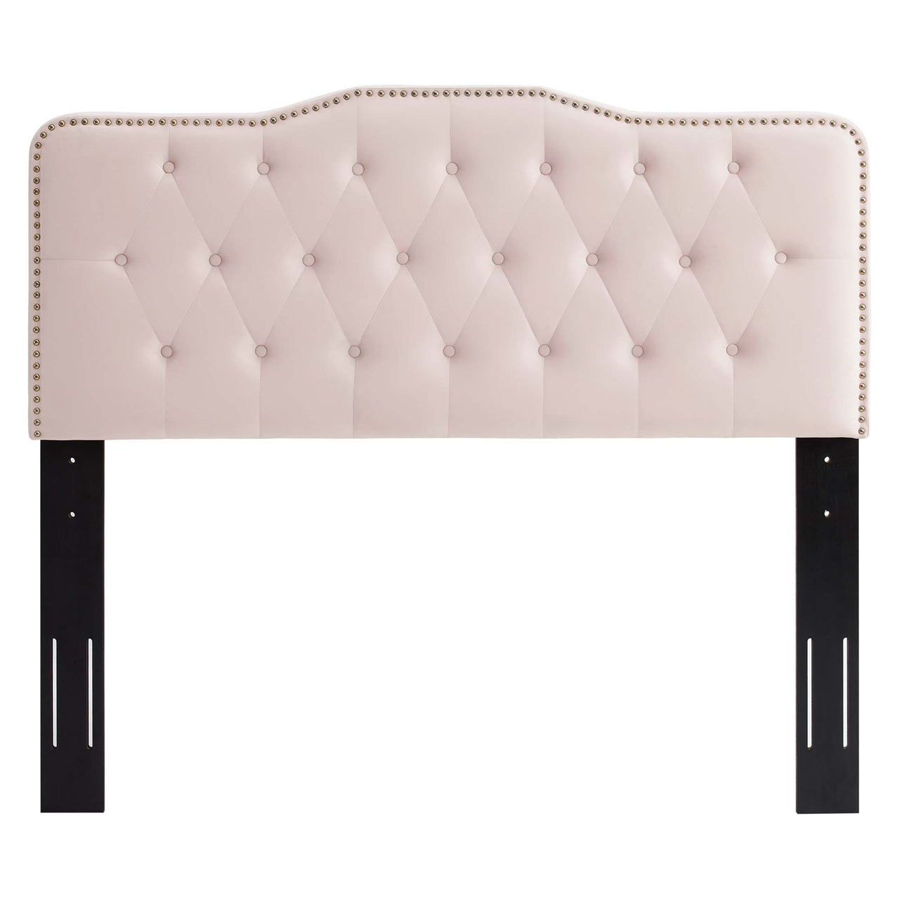 Marcelle Velvet Queen Platform Bed w/ Metal Legs, Pink