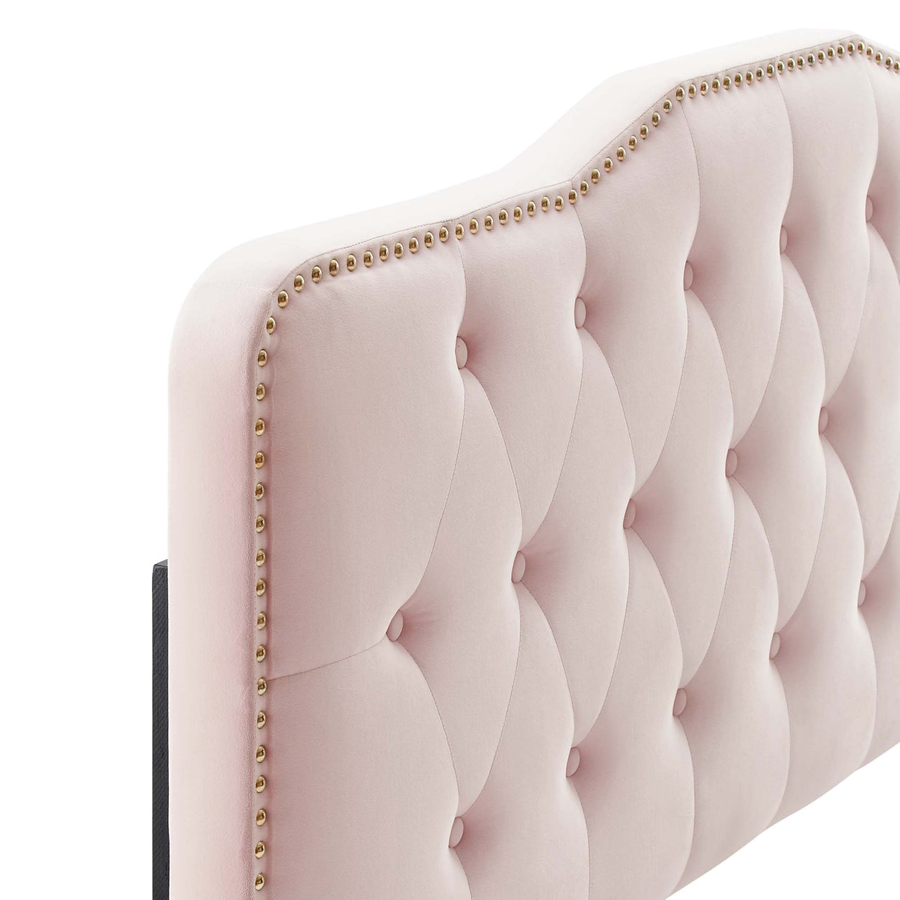 Marcelle Velvet Queen Platform Bed w/ Metal Legs, Pink