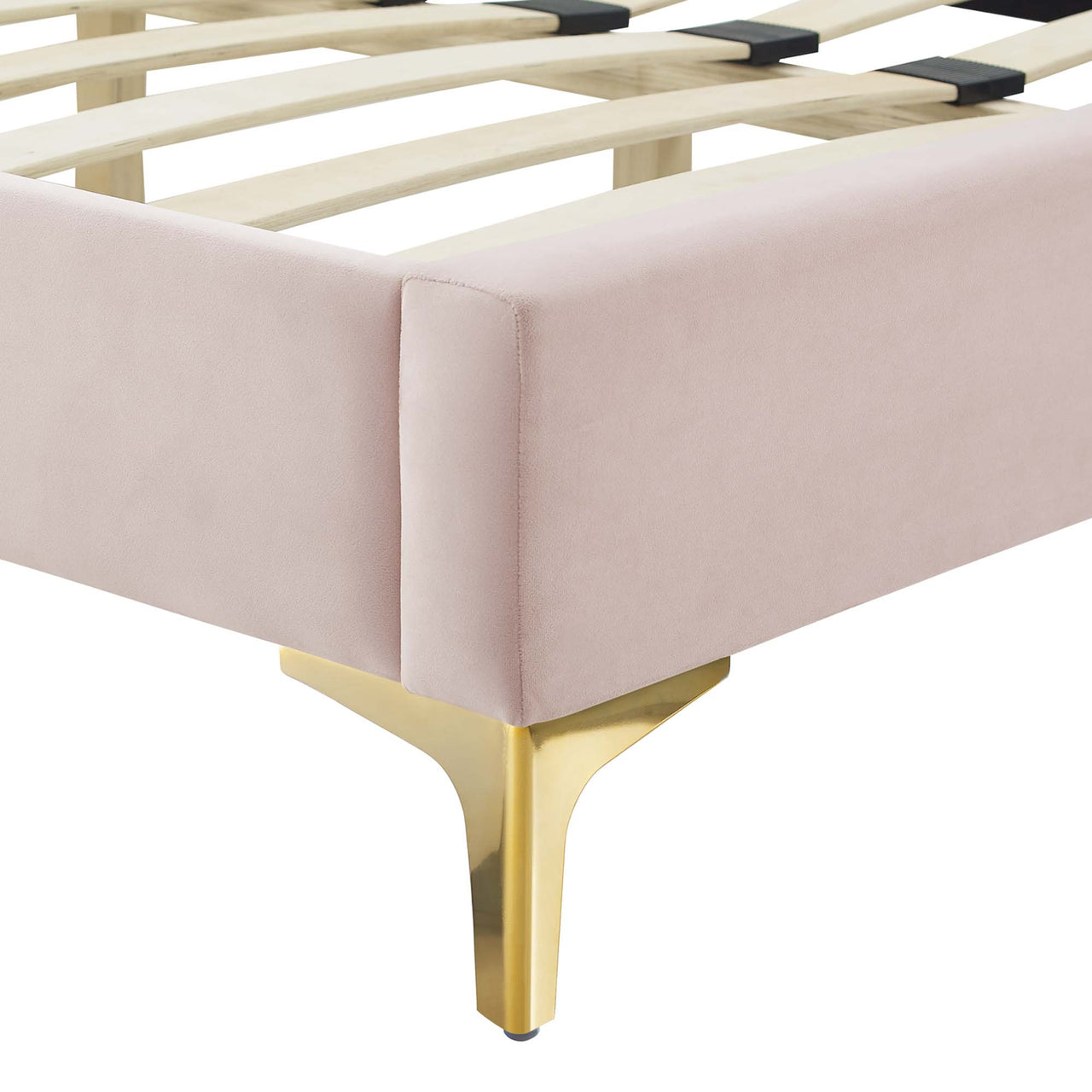 Marcelle Full Platform Bed w/ Metal Legs, Pink