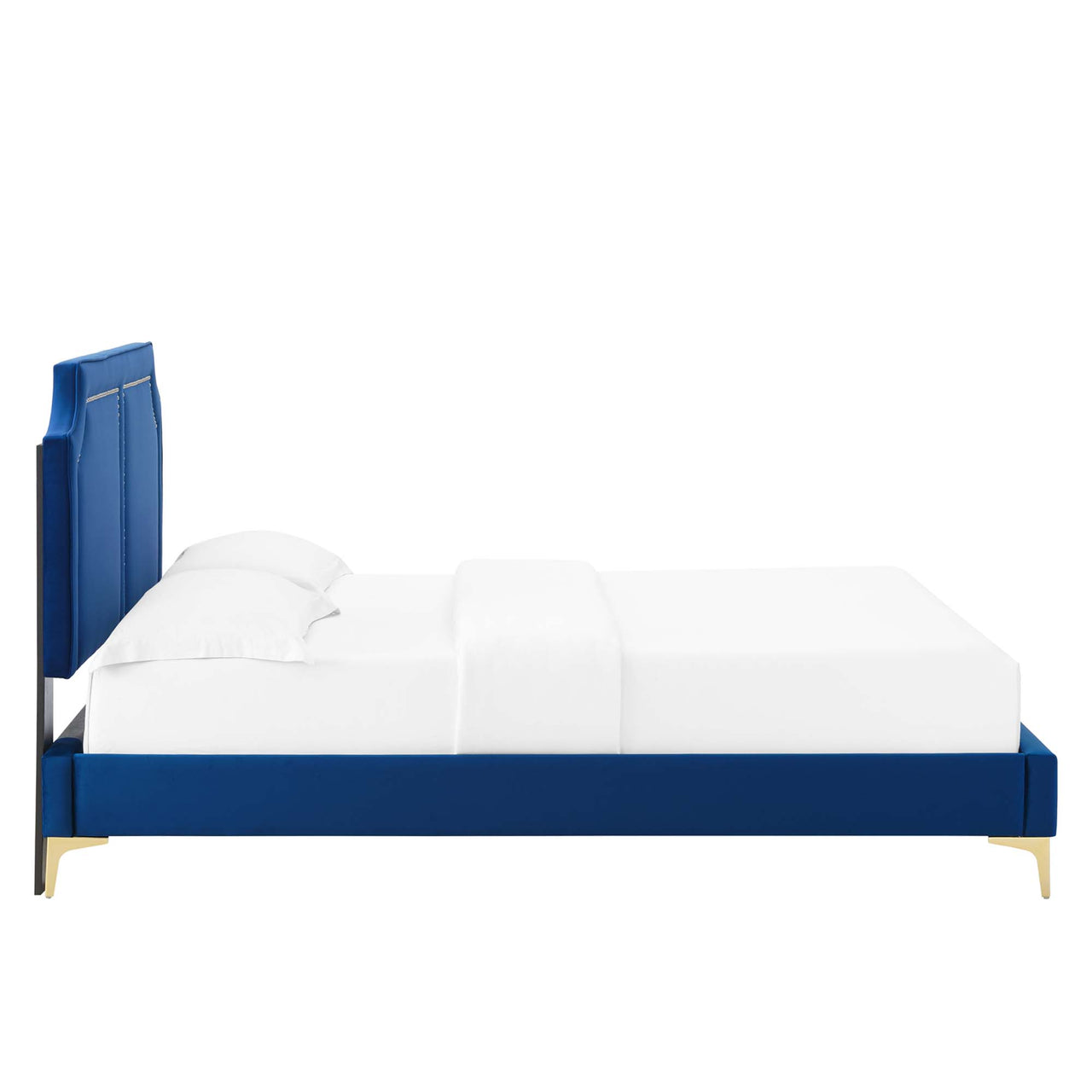Talinova Upholstered Velvet Twin Bed, Navy