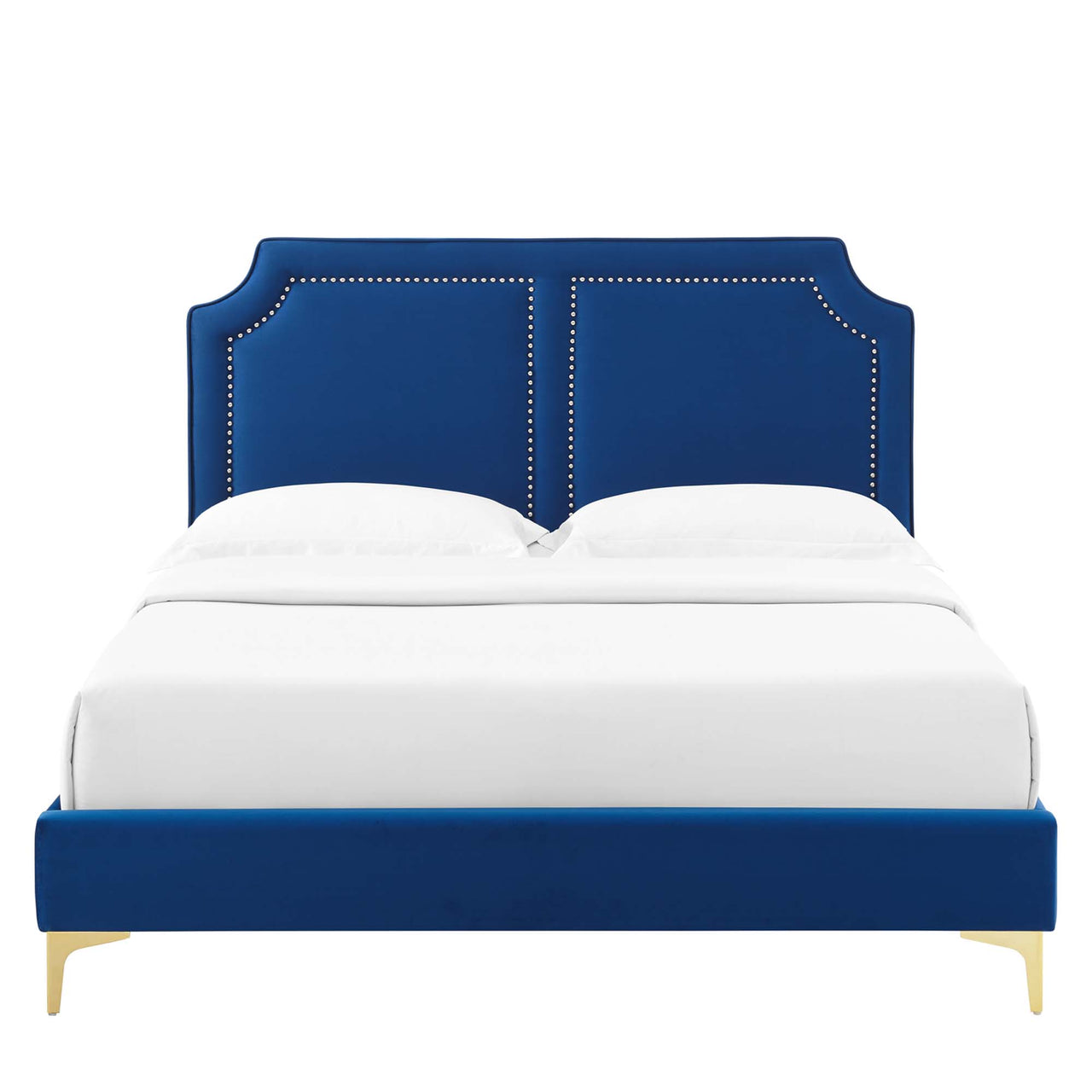 Talinova Upholstered Velvet Twin Bed, Navy