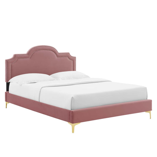 Ascend Velvet Twin Bed, Dusty Rose