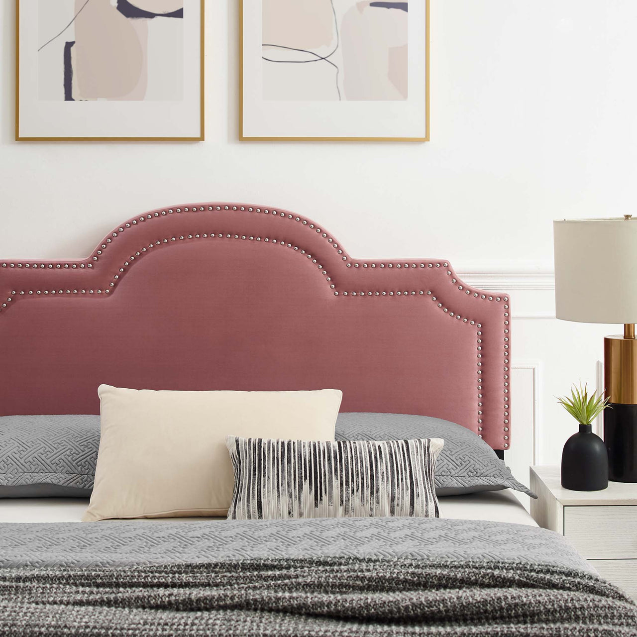 Ascend Velvet Twin Bed, Dusty Rose