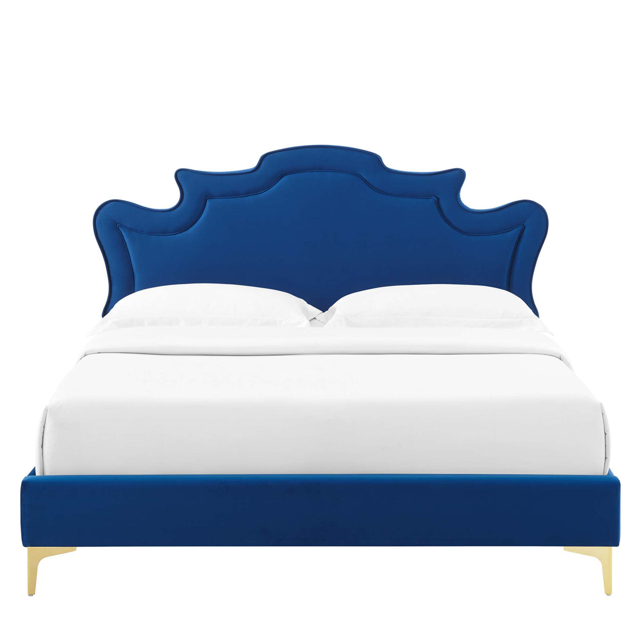 Kingdom Upholstered Velvet Twin Bed, Navy