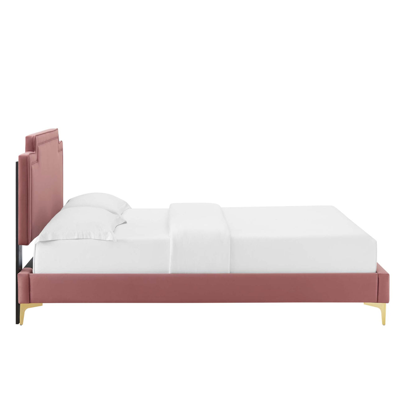 Valonna Upholstered Velvet Twin Bed, Dusty Rose